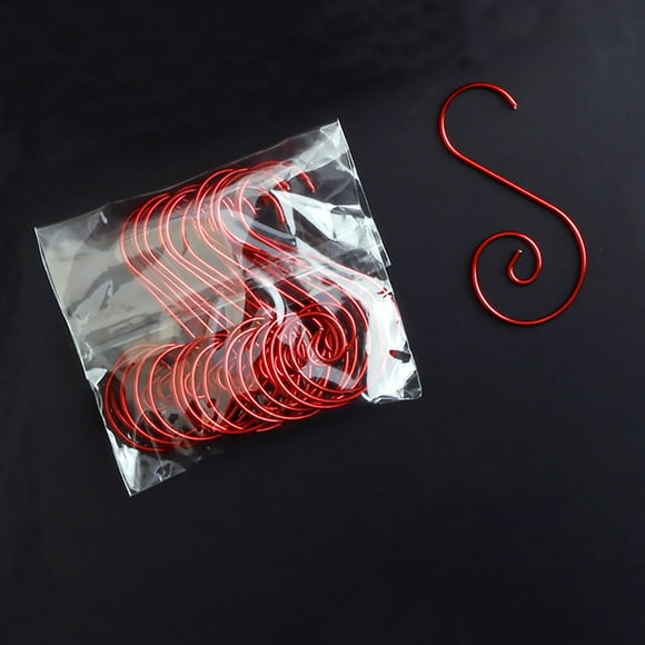 Metal S-shaped Hooks Spiral Swirl Ornament Hanger Christmas Tree Metal S-shaped Hooks Decoration Accessories, Red