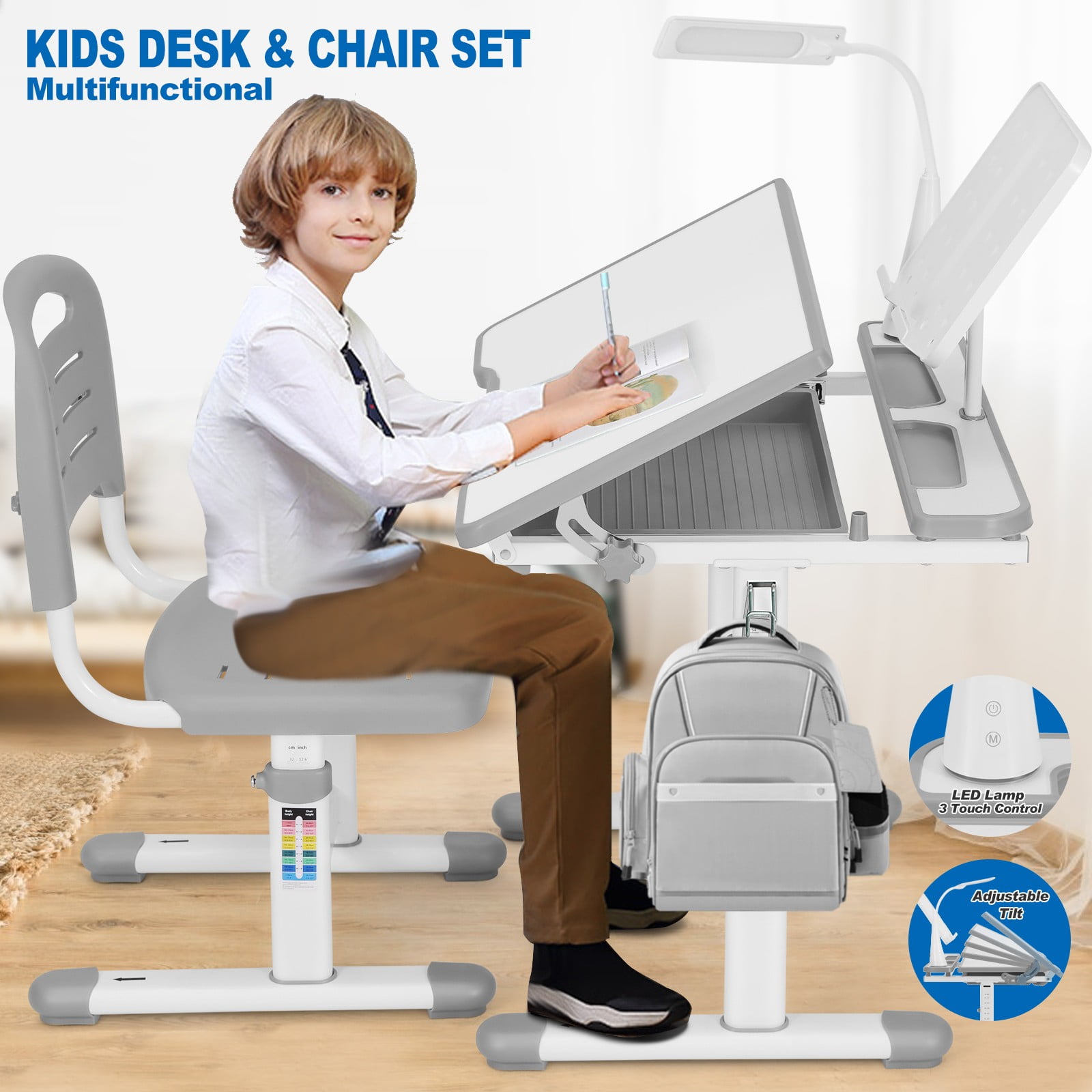 VIVO Height Adjustable Childrens Desk & Chair Kids Interactive