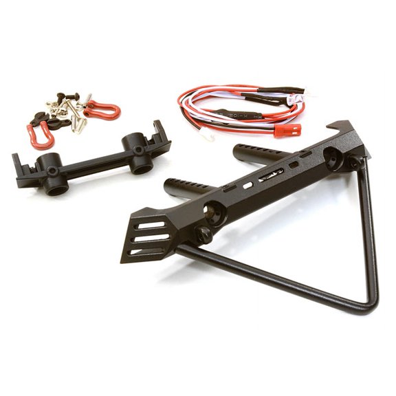 Integy RC Toy Model Hop-ups C26862BLACK Metal Realistic Front Bumper w/ 40mm Mount for Axial SCX-10 Crawler