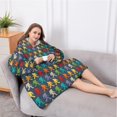 thumbnail image 5 of Oversized Wearable Blanket Hoodie,Multicolor Bigfoot Pattern Sherpa Blanket Hoodie with Super Pockets,Super Warm Fuzzy Pullover for Women & Men, 5 of 6