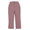 thumbnail image 4 of WMTBSRSW Striped Capri Pants for Women Casual Button Pull On Dress Pants Loose Straight Leg Work Trouser with Pockets, 4 of 7