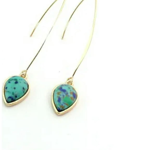 Natural Stone Teardrop Thread Dangle Earrings for Women Fashion Boutique Jewelry