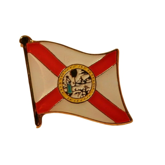 Ysmzzmsy 1 PCS（0.75x0.63 inch) Florida Flag Pin Suit lapel flag pins Plated Metal Enamel Souvenir Hat Men Women Patriotic