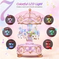 thumbnail image 4 of Supvox Rotating Pink Music Box with Artistic Carousel Design and LED Light Display, 4 of 8