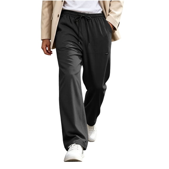 Enjoytime Mens Casual Pants Elastic Waist Soft Baggy Sweatpants Drawstring Lounge Workout Running Pants
