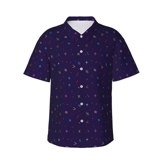 Balery Mathematical Symbols Camisas hawaianas de manga corta para hombre, camisas playeras de corte holgado, camisas de vacaciones con botones,XX-Large