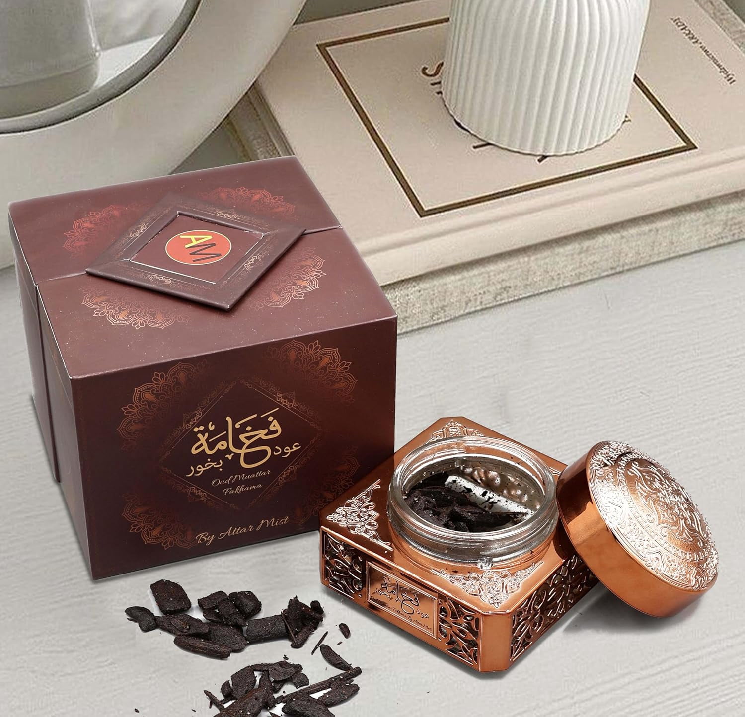 AM Oud Wood Incense Charcoal Chips - Agarwood | Oudh Bakhoor Fakhama | Arabian Oud Sticks | Inciensos Aromaticos para La Casa | Long Lasting Fragrance | Use for Meditation and Relaxation - 40gm