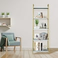 thumbnail image 5 of Fionafurn 5 Tier Ladder Shelf,Wooden Storage Rack Storage Freestanding Flower Stands,Nature+White, 5 of 8