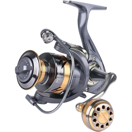 Spinning Reel Freshwater and Saltwater Spinning Fishing Reel 5.2:1 Gear Ratio 2+1 Double Shielded Stainless Steel BB with Foldable Left/Right Interchangeable Rocker Arm