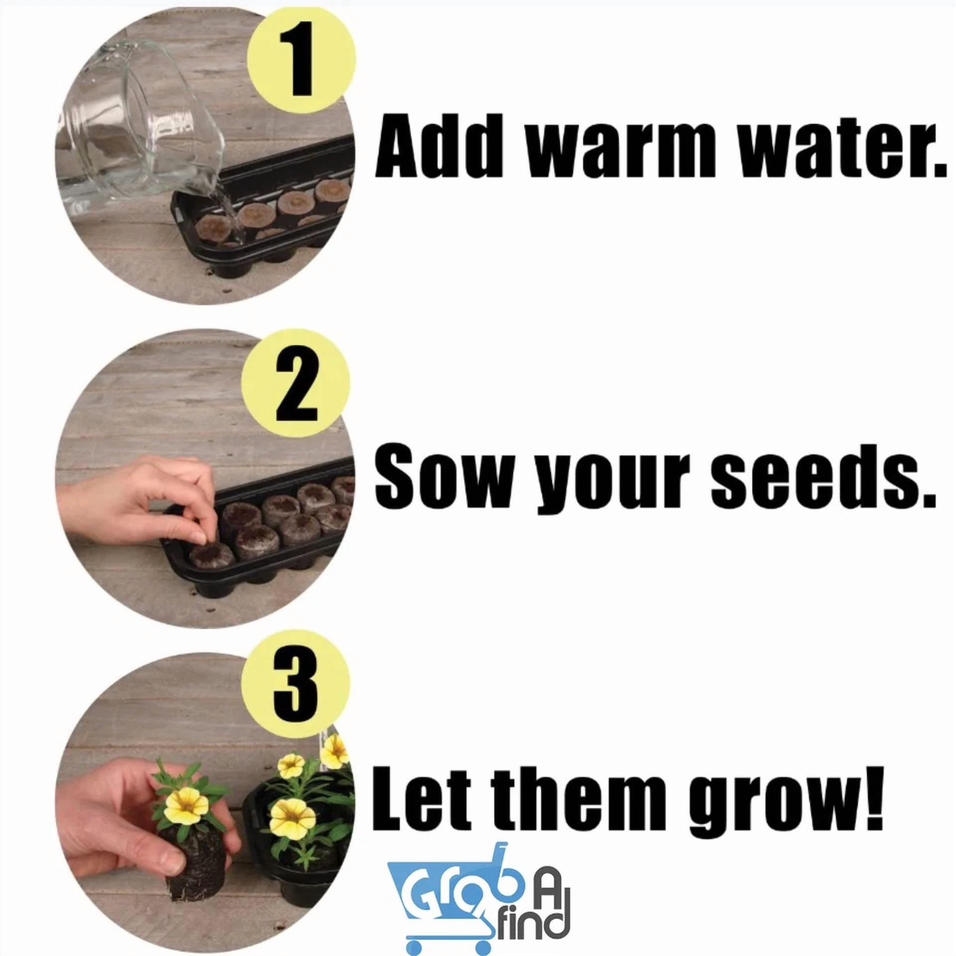 CRESTIN- Jiffy Tray 10 Peat Pellet Seed Starter Greenhouse Kit, 42Mm Pellets Includes Lid