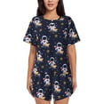 thumbnail image 1 of Fotbe Astronaut Surfing Conjunto de Pijama Estampado para Mujer, 2 Piezas, Ropa de Dormir con Camiseta de Manga Corta y Shorts Suaves-Small, 1 of 6