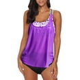 thumbnail image 1 of Womens Blouson Striped Printed Two Piece Tankini Strappy T-Back Push up Tankini Top with Bottom, 1 of 6