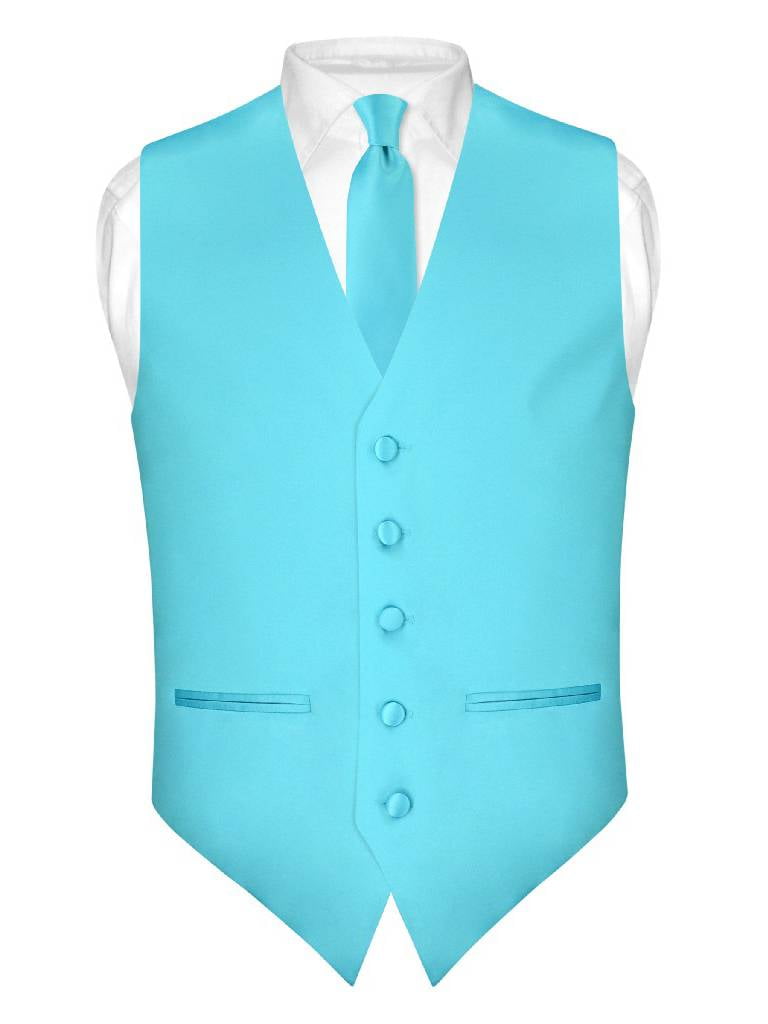 Vesuvio Napoli - Mens SLIM FIT Dress Vest Skinny NeckTie TURQUOISE AQUA ...