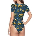 thumbnail image 4 of Daiia Modern Excavator print Women's Crew Neck Short Sleeve Bodysuit Fashion Tops Fit Casual Basic Extender Bodysuit-Large, 4 of 9