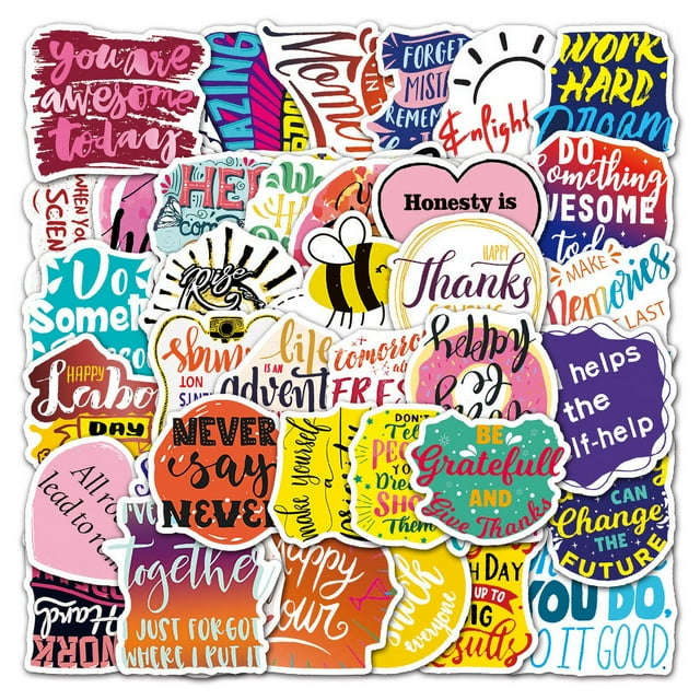 Pegatinas con cita motivacional, 50 unidades, coloridas e inspiradoras