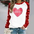 thumbnail image 2 of VALMASS Chandails en Molleton à Col Rond pour Femmes de la Saint-Valentin Manches Raglan Hauts Décontractés Mode Imprimé Cœur Blouses (TG, E Rouge), 2 of 4