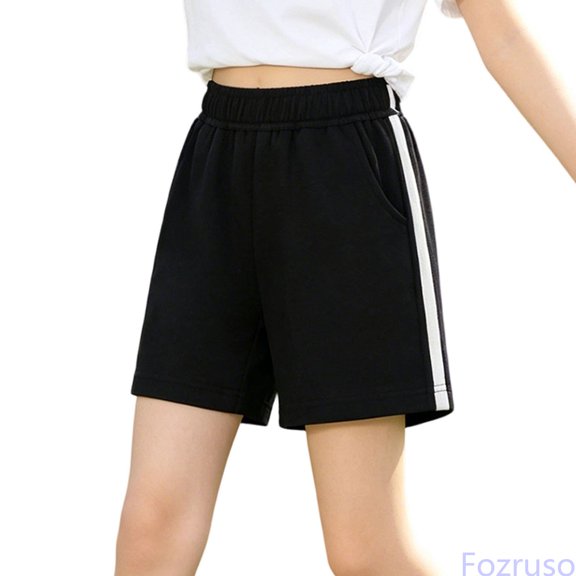 Fozruso Kids Girls Athletic Shorts Summer Breathable Casual Play Shorts for Kids School and Outdoor(Black)