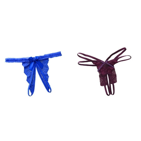 2-Pack Women s Lingerie Lace Open Thong Panties G-Pants Lingerie Pajamas plus Size Lingerie for Women Chemise Womens Lingerie Womens Sleep Wear Silk Stockings for Women with Bows Push up