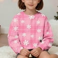 thumbnail image 5 of Lorytime Girls Sweatshirts for Kids Boys Christmas Snowflakes Plaid Shirt Crew Neck Long Sleeve Pullover Cute Tops Pink, 5 of 7