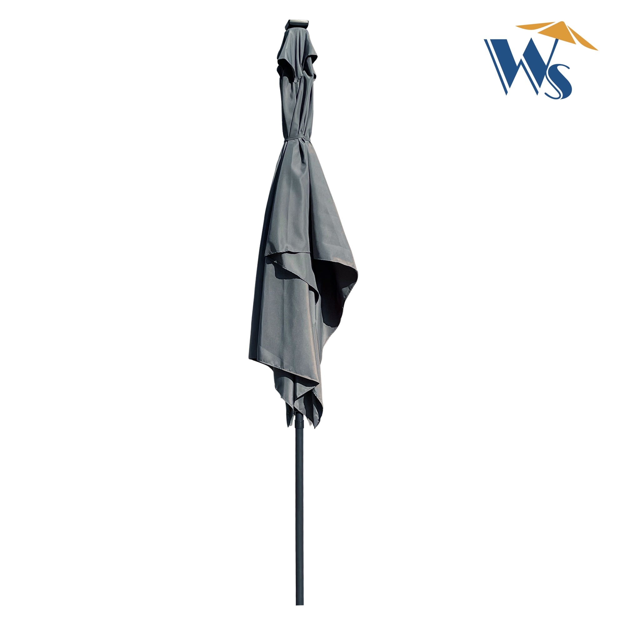 10x6.5 FT Rectangular Patio Umbrella, Solar LED Waterproof Outdoor Sun Shade Canopy with Tilt Function, Anthracite