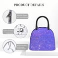thumbnail image 4 of Honeii Purple Glitter Print Insulated Lunch Bag Women Reusable Lunch Box with Pocket for Work Picnic Travel -One Size, 4 of 6