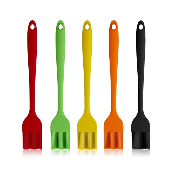 Silicone Basting Brushes 5 Pack, Heat Resistant Cooking Brush for Oil Butter Sauce Marinade, Non-Stick Pastry Brush for BBQ Grill Baking Kitchen, Multicolor