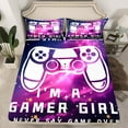 thumbnail image 2 of jejeloiu Gamer Gaming Girl Queen Sheet Sets,Modern Video Game Flat Sheet,Cartoon Gamepad Queen Fitted Sheet For Girls Boy,Lightweight Room Decorative,4 Pieces, 2 of 7