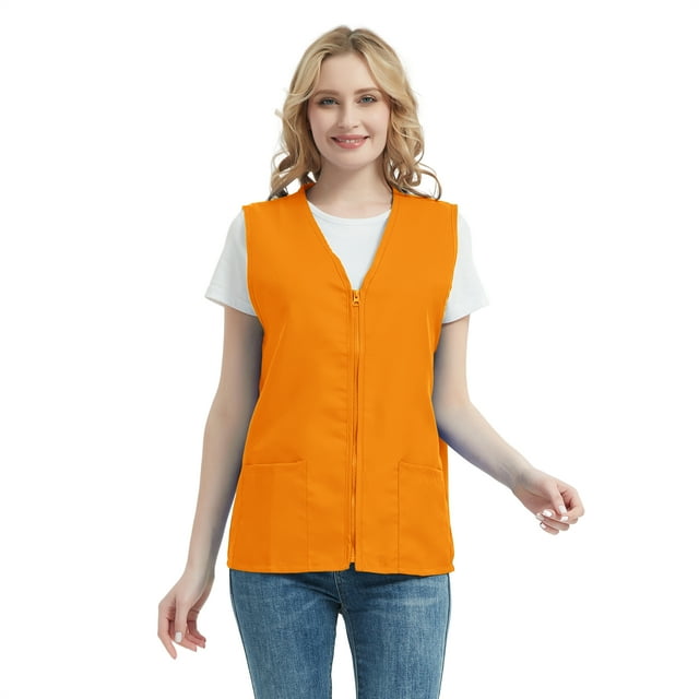 TOPTIE Adult Volunteer Activity Vest Supermarket Uniform Vests Clerk Workwear-Orange-XL