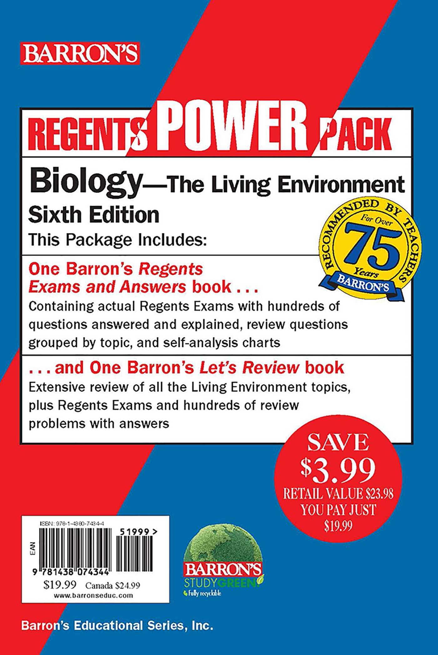 Barron's Regents NY Regents Biology Power Pack Let's Review Biology