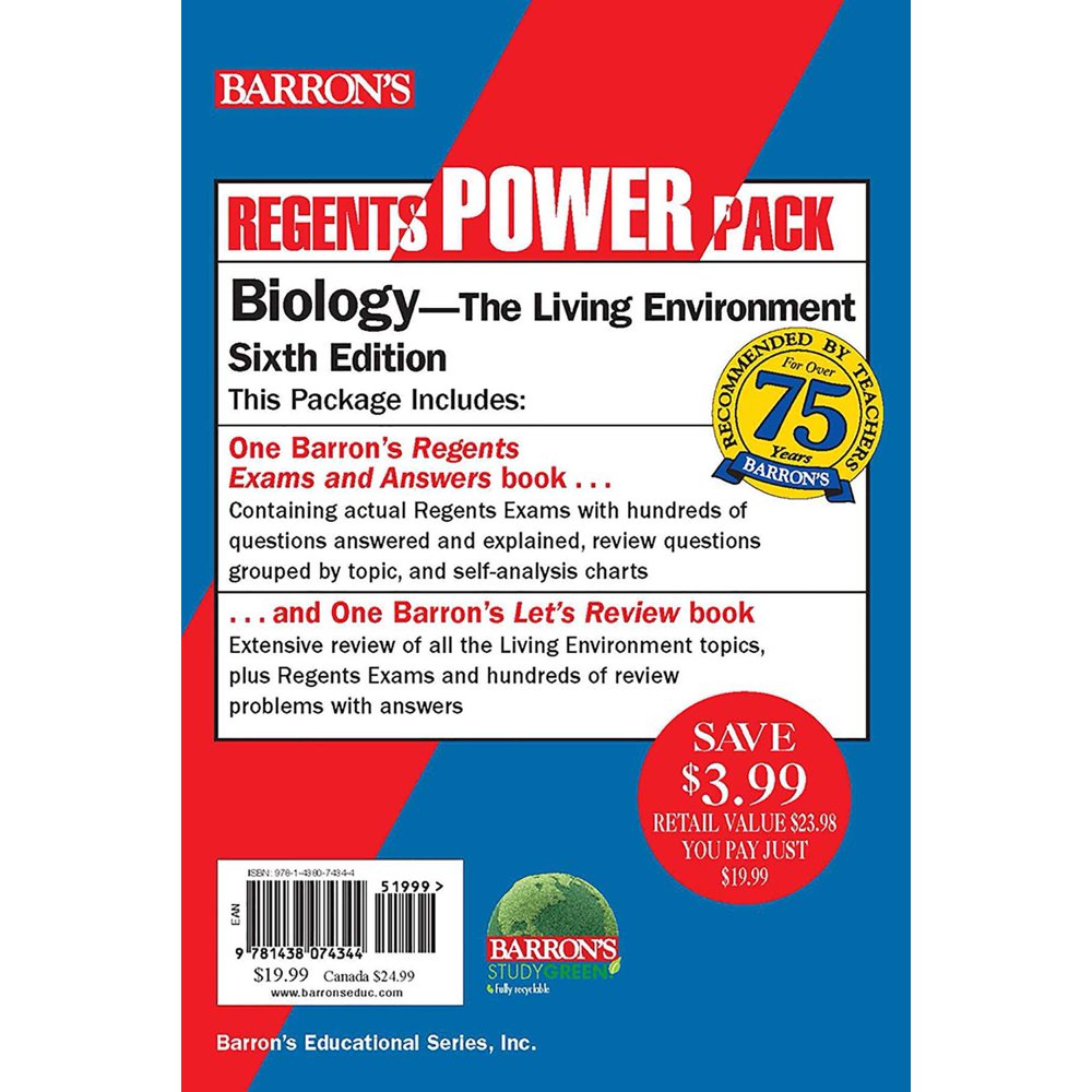 Barron's Regents NY Regents Biology Power Pack Let's Review Biology