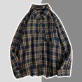 thumbnail image 2 of Wyobmus Long Sleeve Flannel Shirt for Men Loose Fit Plaid Shirts Casual Button Down Buffalo Plaid Checkered Cotton Jacket A-Yellow, 2 of 3