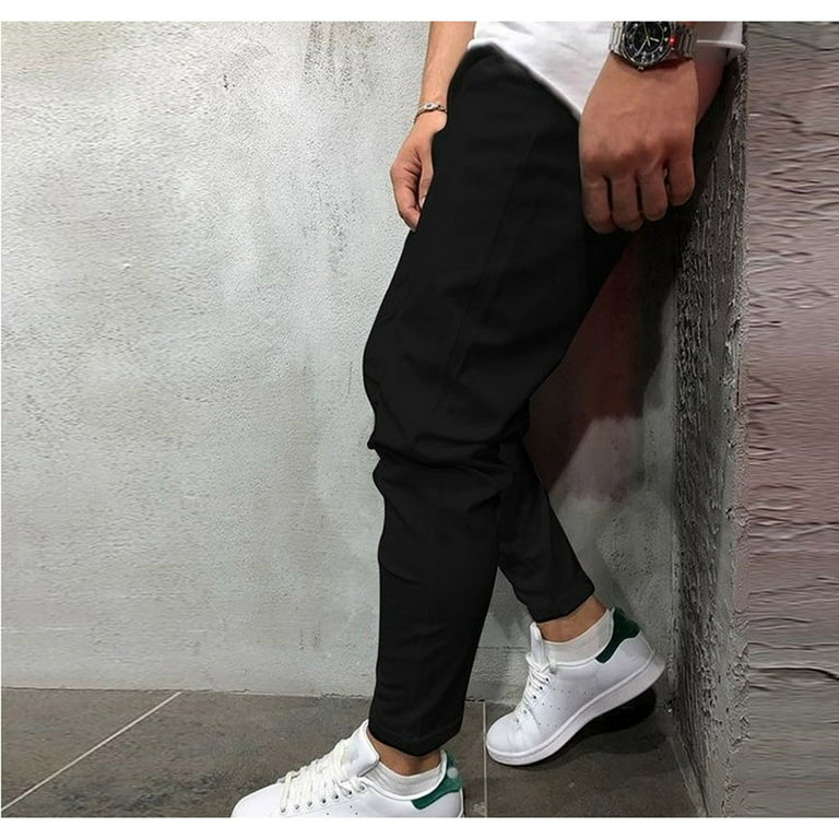 Dark Gray Sweatpants For Men Mens Autumn And Winter High Street Fashion  Leisure Loose Sports Running Solid Color Lace Up Pants Sweater Pants  Trousers 