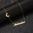 thumbnail image 2 of Personalized Name Necklace with Moon, 18K Gold Plated Stainless Steel Custom Nameplate Pendant Necklaces, Cross Chain, 6 Chain Length Options, 2 of 5