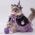 thumbnail image 6 of Halloween Cat Costume Witch Cloak Wizard Hat Pet Outfit for Cats Funny Dress Up Apparel for Halloween Parties Photos, 6 of 8