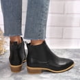 thumbnail image 4 of Women Plus Size Round Toe Low Block Heel Ankle Boots Side Zipper Short Booties Daily Casual Shoes Black 9.5(43), 4 of 9
