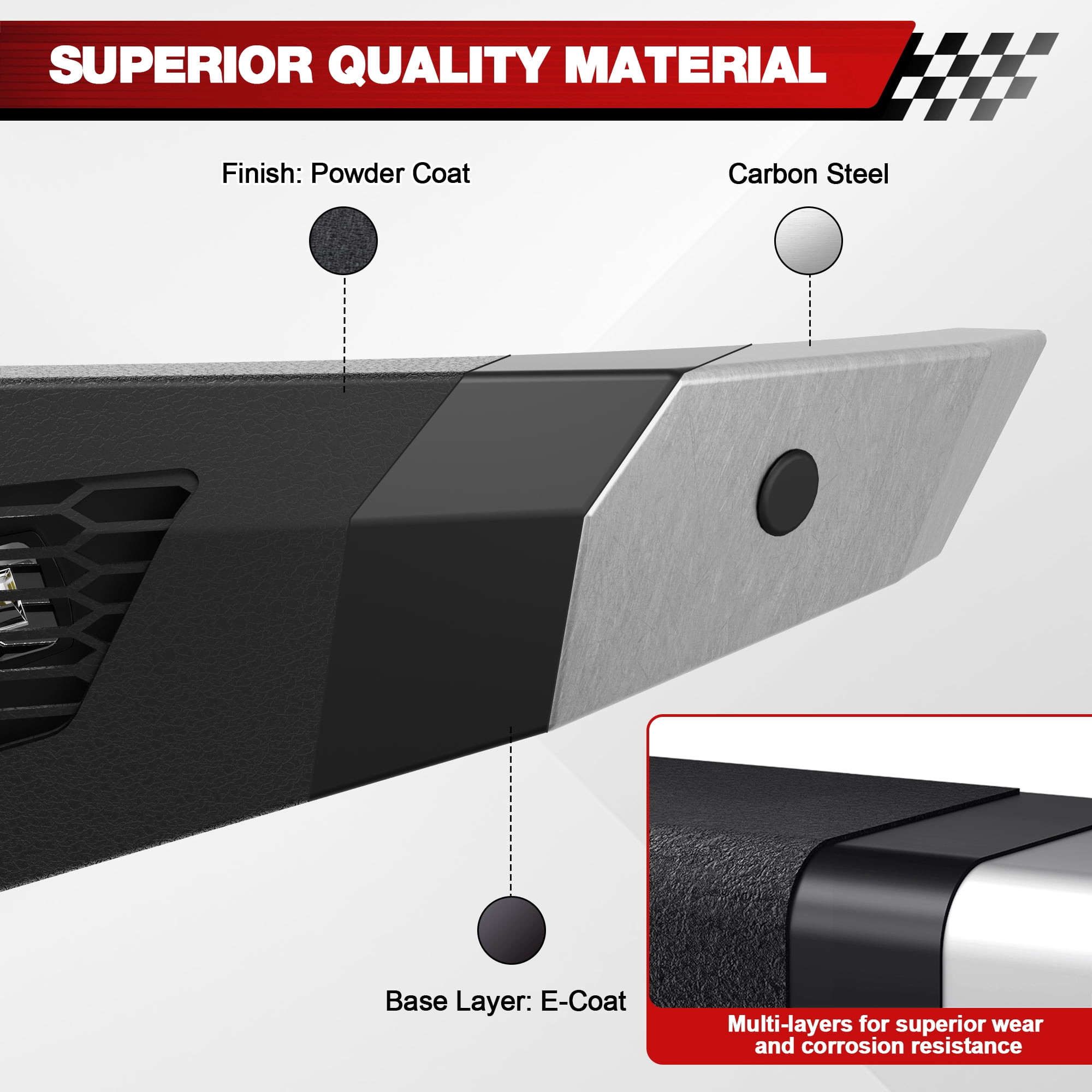 POFENZE Front Bumper for 2007-2013 Toyota Tundra Full Width Bumper w/144W Light Bar, 2x18w Lights