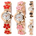 thumbnail image 2 of UDIYO Fashion Women Rhinestone Flower Round Dial Analog Quartz Bracelet Watch Gift, 2 of 7