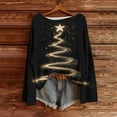 thumbnail image 2 of yardsong Long Sleeve Graphic Sweater for Women - Boat Neck Imitation Ugly Christmas Pullover Xmas Trees Holiday Tops Black,M, 2 of 4
