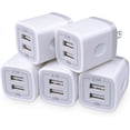 thumbnail image 2 of PYYNA-USB Charger Wall Plug, 5Pack 2.1Amp Fast 2Ports USB Wall Power Adapter Charging Block Base Charger Brick Cube Box for iPhone 16e 16 15 14 13 12 11 Xs XR X 8 7, Android, 2 of 3