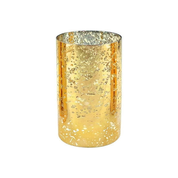 WGV Gold Speckled Glass Hurricane Candle Shade Chimney Tube - 4" Wide x 6" Height, Good quality, Heavy Weighted Base - 1 Pc