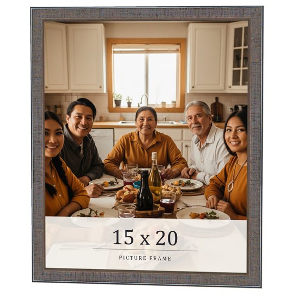 15x20 Frame Blue Kingsley Pewter Solid Wood Picture Frame Width 0.75 Inches |Interior Depth 0.5