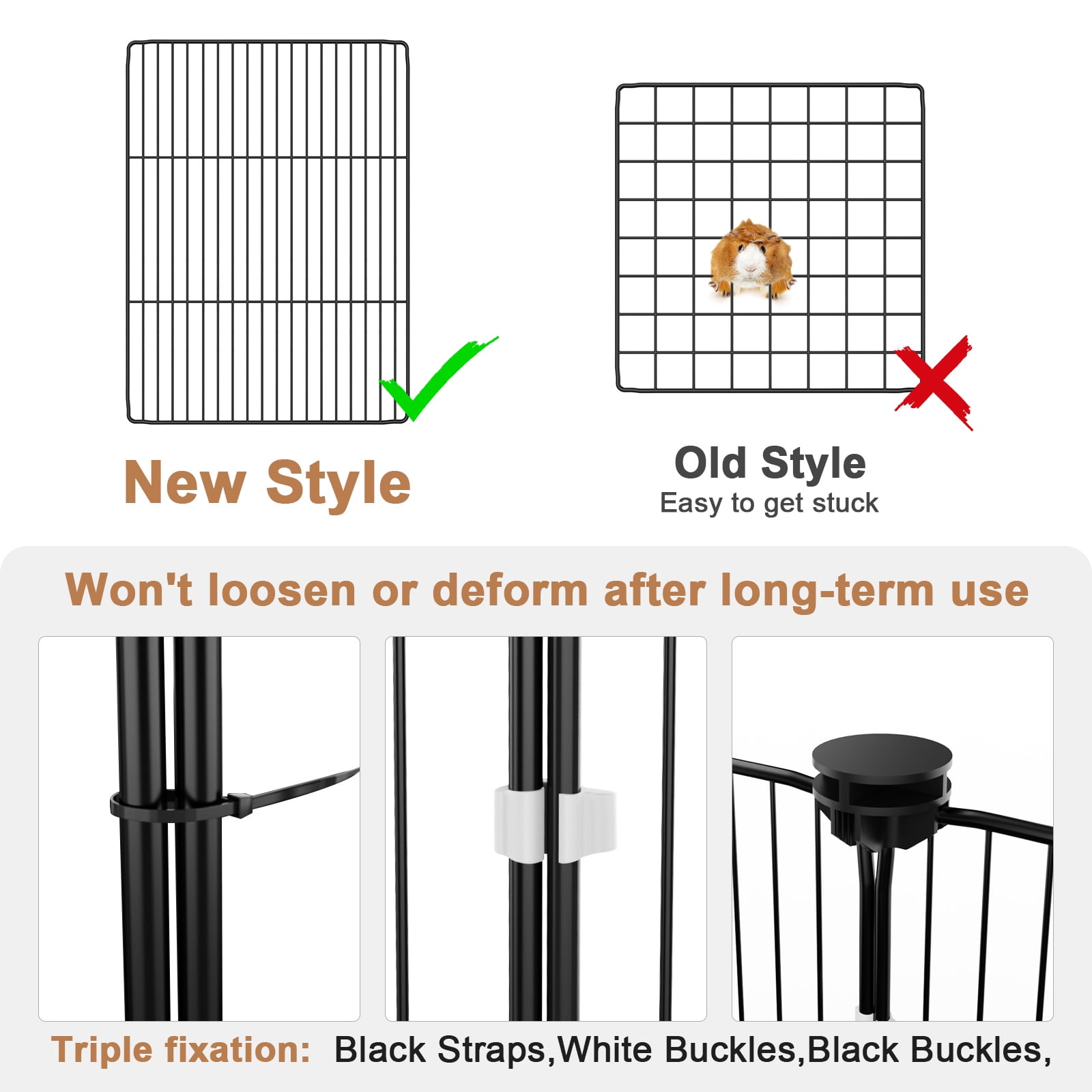 Aystkniet Large Guinea Pig Cage with Waterproof PVC Liner, One-Hand Release Hook, C&C Playpen, 48''L x 24''W x 16''H