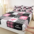 thumbnail image 3 of Manfei Kawaii Pink Buffalo Full Size Sheets for Kids, Art Abstract Patchwork Bed Sheets, Rustic Farmhouse Elephant Sheet Sets, Luxury Bedroom Decor, 4pcs, 3 of 7