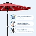 thumbnail image 3 of 10FT Solar Patio Umbrella with 32 LED Lights – UV Protection, 8 Sturdy Ribs – Crank Lift, Push Button Tilt – Outdoor Market Table Umbrella for Patio, Garden, Pool, 3 of 7