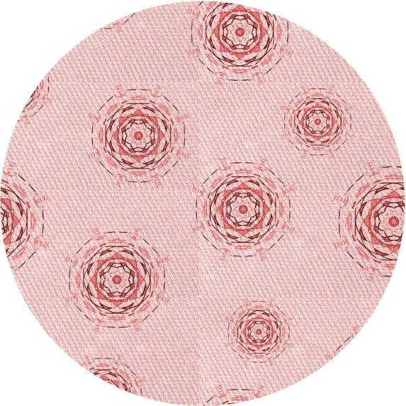 Ahgly Company Indoor Round Patterned Pastel Red Pink Area Rugs, 6' Round