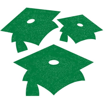 Green Mortarboard Graduation Cutouts, 12 pk