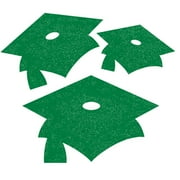 Green Mortarboard Graduation Cutouts, 12 pk