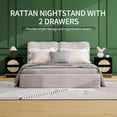thumbnail image 6 of LFGUIZO 21" High Set of 2 Black Rattan Nightstands with 2 Storage Drawers Modern End Tables with Arched Cane Doors & Metal Base for Bedroom Black, 6 of 9