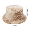 thumbnail image 3 of Roncen Women’s Faux Fur Bucket Hat, Winter Hat with Fawn Spot Print & Small Ears, Cozy Trapper Style, 3 of 5