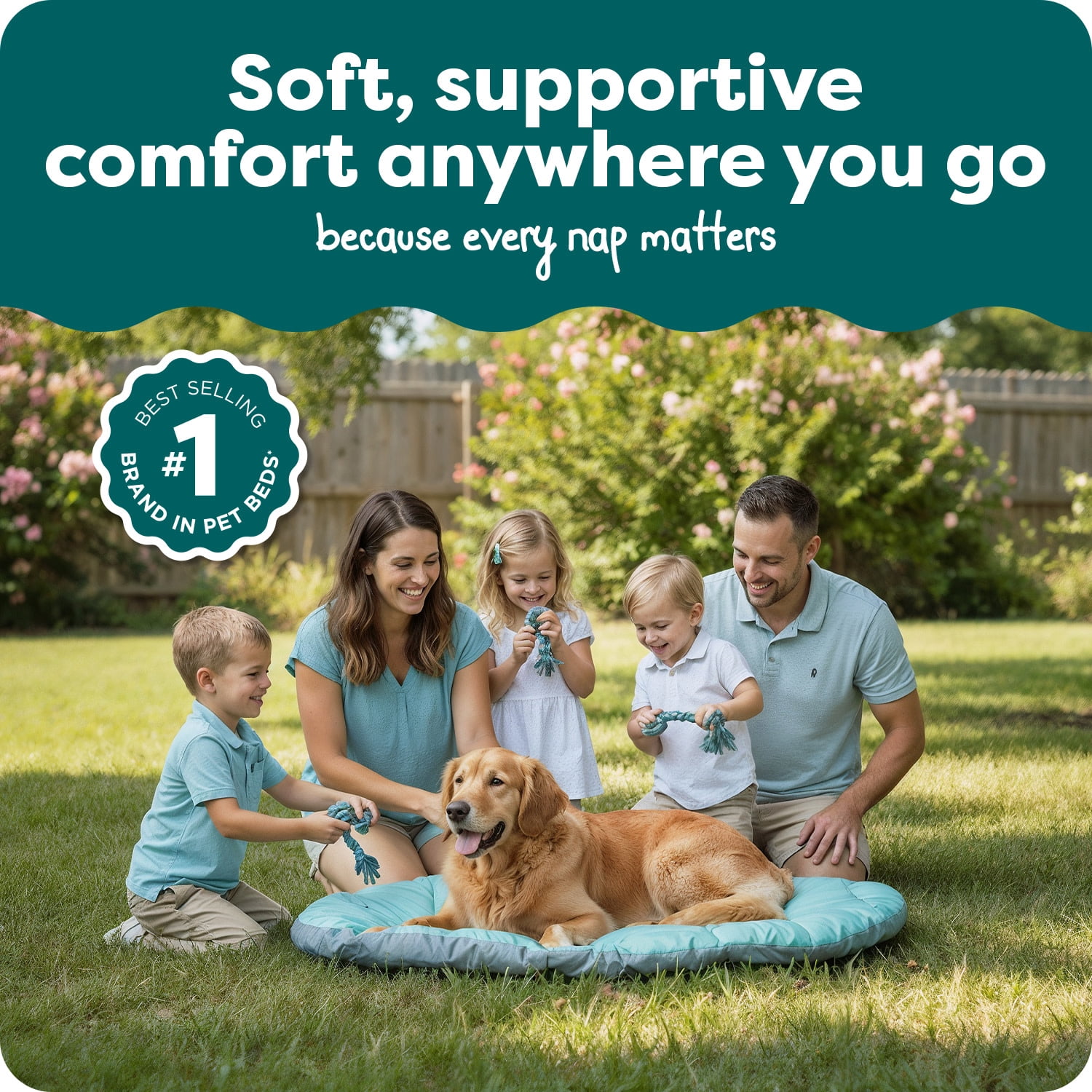 FH Trail Pup Travel Pillow Mat-LG - Aqua/Granite Gray